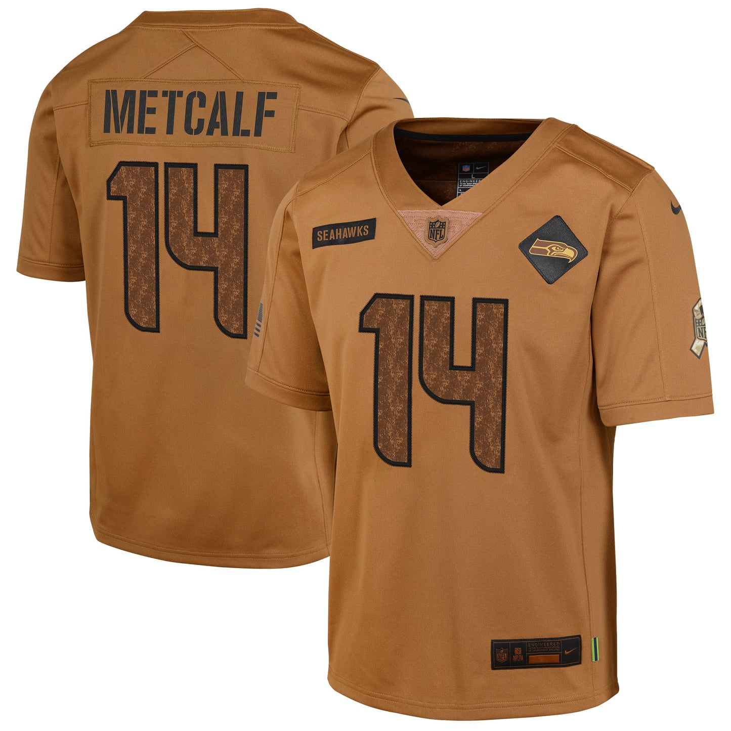 DK Metcalf Seattle Seahawks Nike Youth 2023 Salute To Service Limited Jersey - Brown