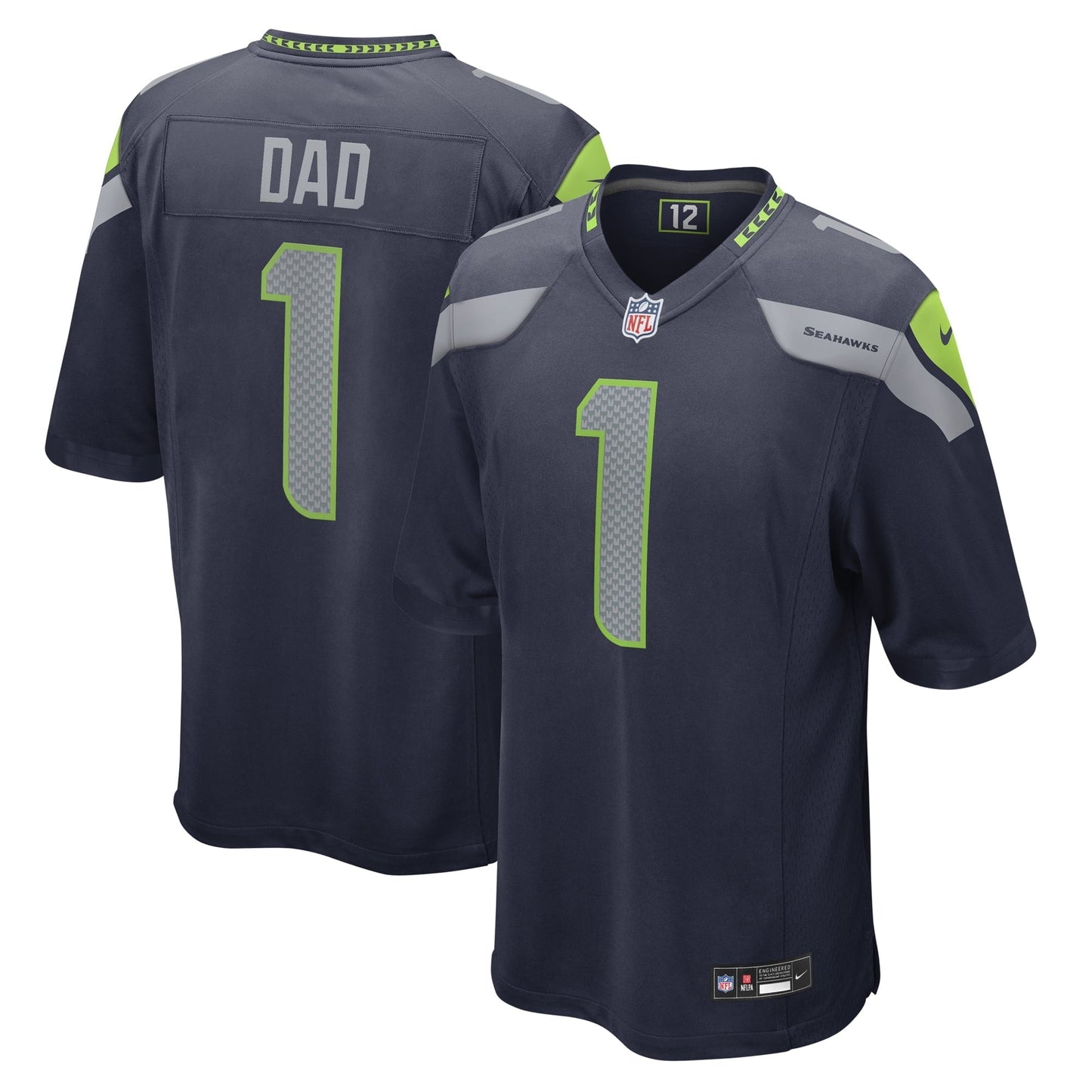 Men's Nike Number 1 Dad College Navy Seattle Seahawks Game Jersey