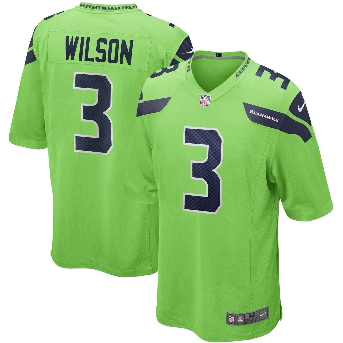 Men's Nike  Russell Wilson  Neon Green Seattle Seahawks Alternate Game Jersey