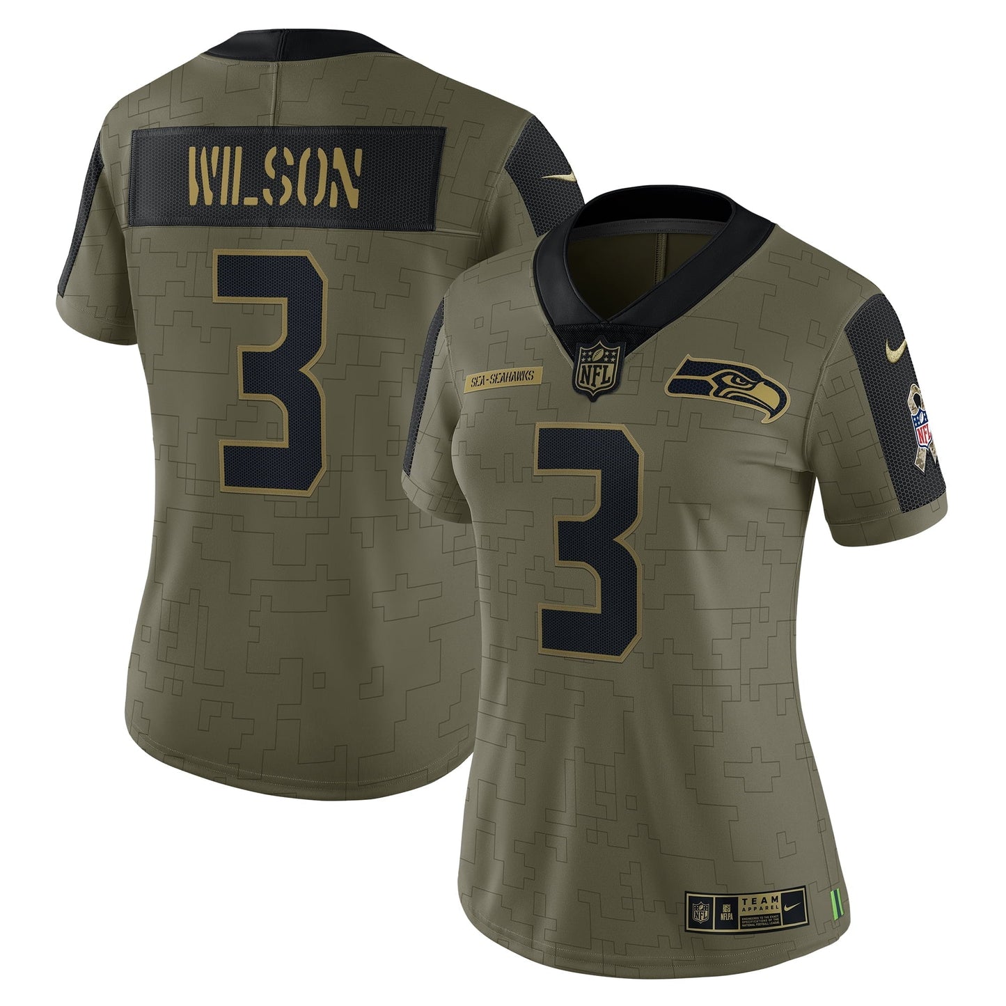 Women's Nike  Russell Wilson  Olive Seattle Seahawks 2021 Salute To Service Limited Player Jersey