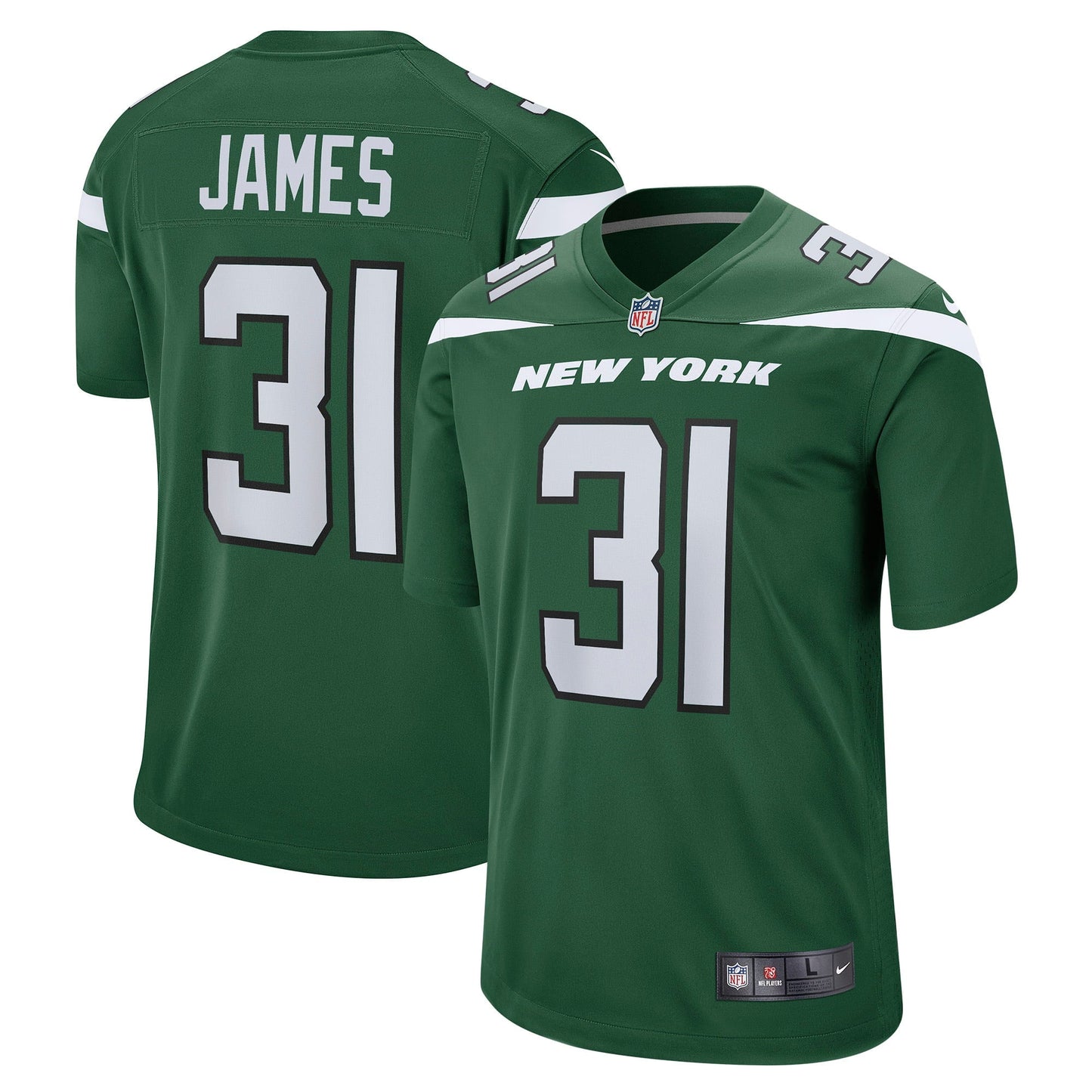 Men's Nike Craig James Gotham Green New York Jets Game Player Jersey