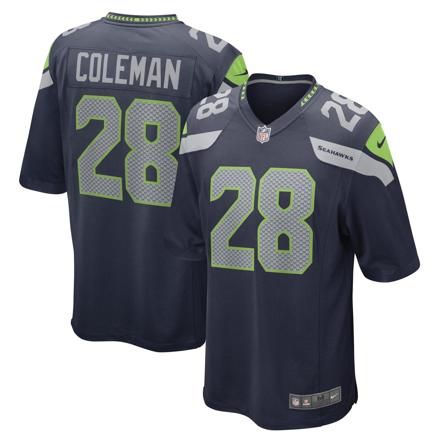 Men's Nike Justin Coleman College Navy Seattle Seahawks Game Player Jersey
