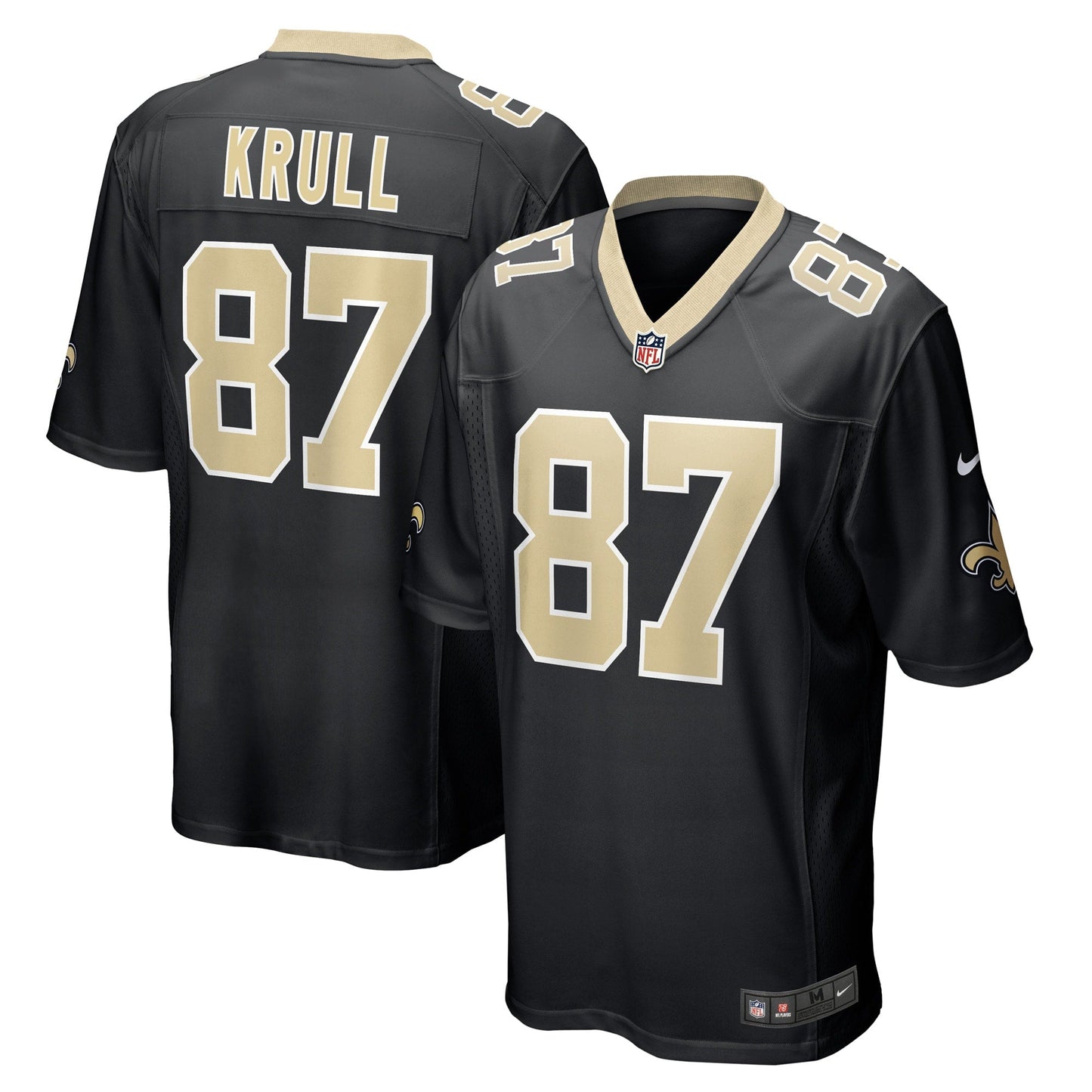 Men's Nike Lucas Krull Black New Orleans Saints Game Player Jersey