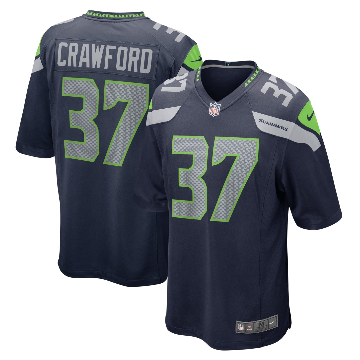 Men's Nike Xavier Crawford College Navy Seattle Seahawks Home Game Player Jersey