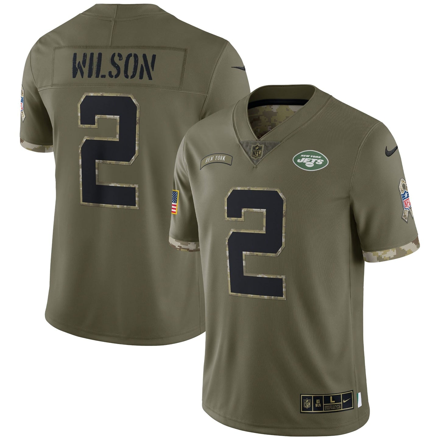 Men's Nike Zach Wilson Olive New York Jets 2022 Salute To Service Limited Jersey