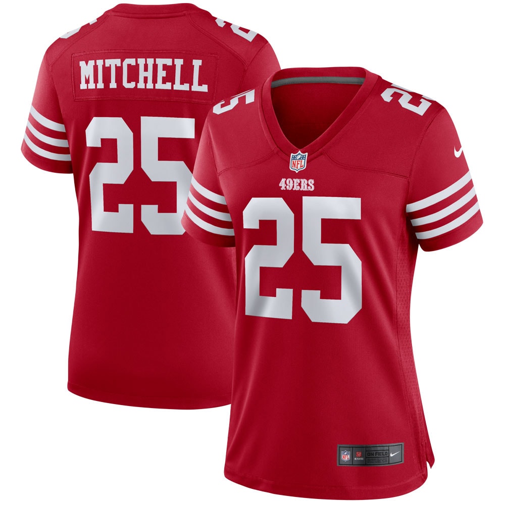 Women's Nike Elijah Mitchell Scarlet San Francisco 49ers Team Player Game Jersey